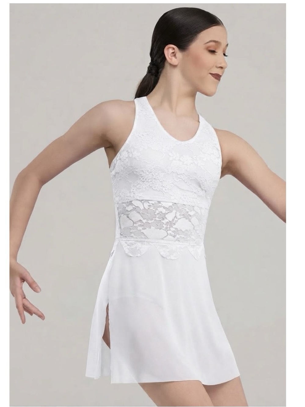 Weissman | The Night We Met White Lace-Panel Sleeveless Dance Dress, Girls IC